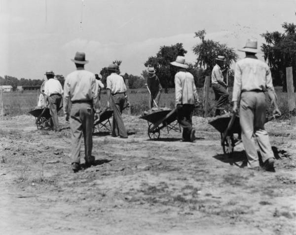 WPA workers building a road in Louisiana (1936)